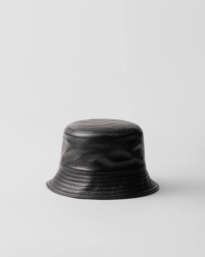 Nappa leather bucket hat