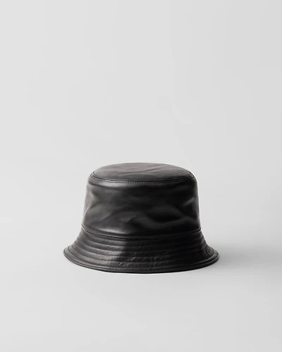 Nappa leather bucket hat