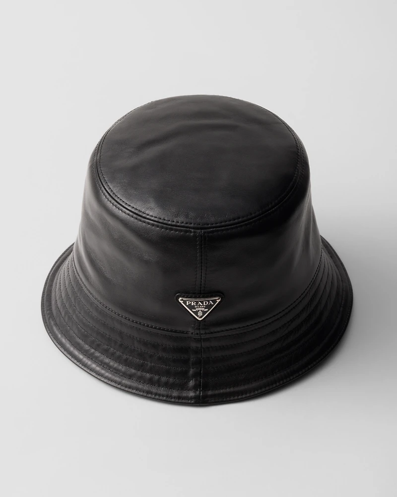 Nappa leather bucket hat