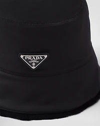 Re-Nylon and shearling bucket hat