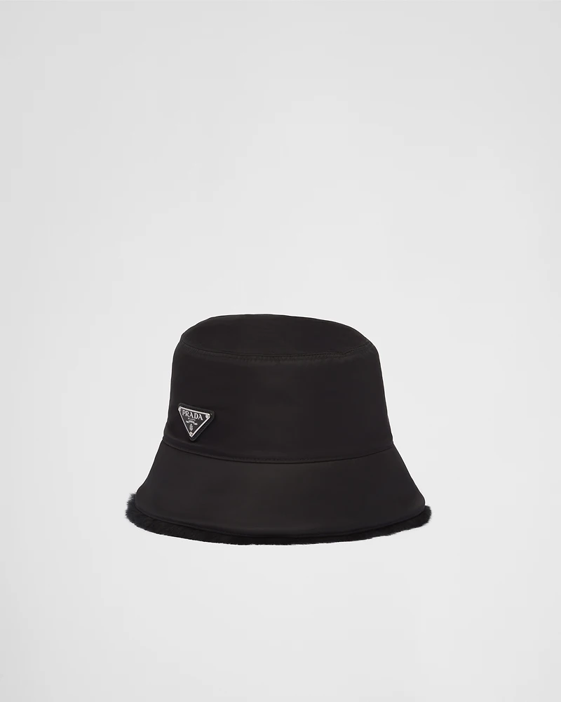 Re-Nylon and shearling bucket hat