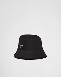 Re-Nylon and shearling bucket hat