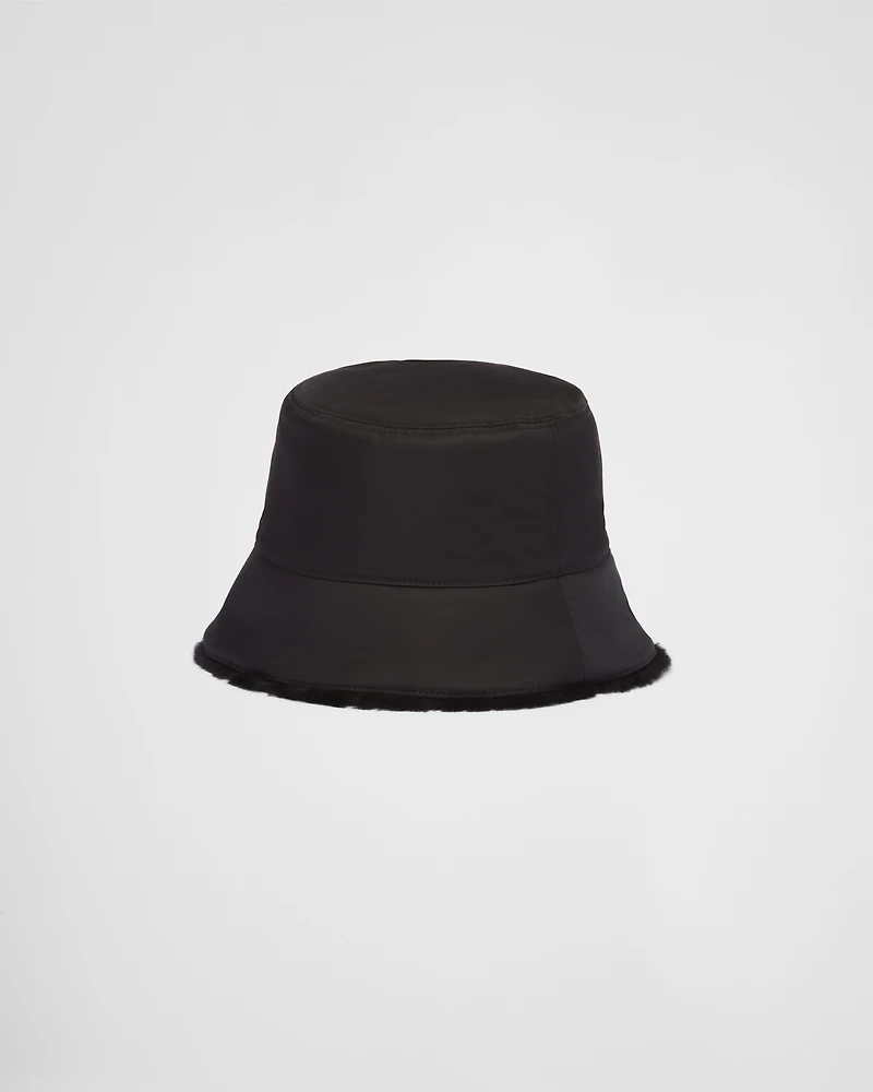 Re-Nylon and shearling bucket hat