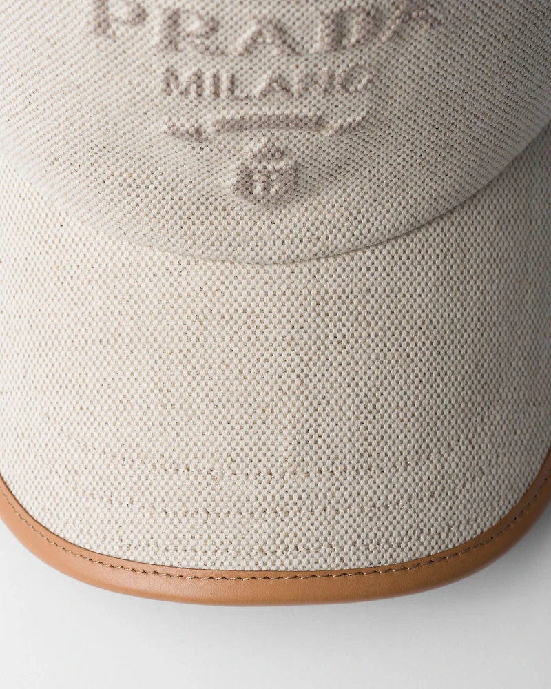 Linen blend baseball cap
