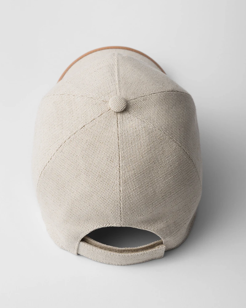 Linen blend baseball cap