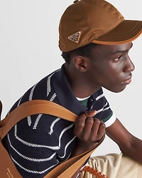 Re-Nylon and leather baseball cap