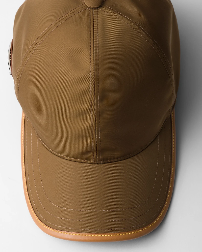 Re-Nylon and leather baseball cap