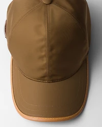 Re-Nylon and leather baseball cap