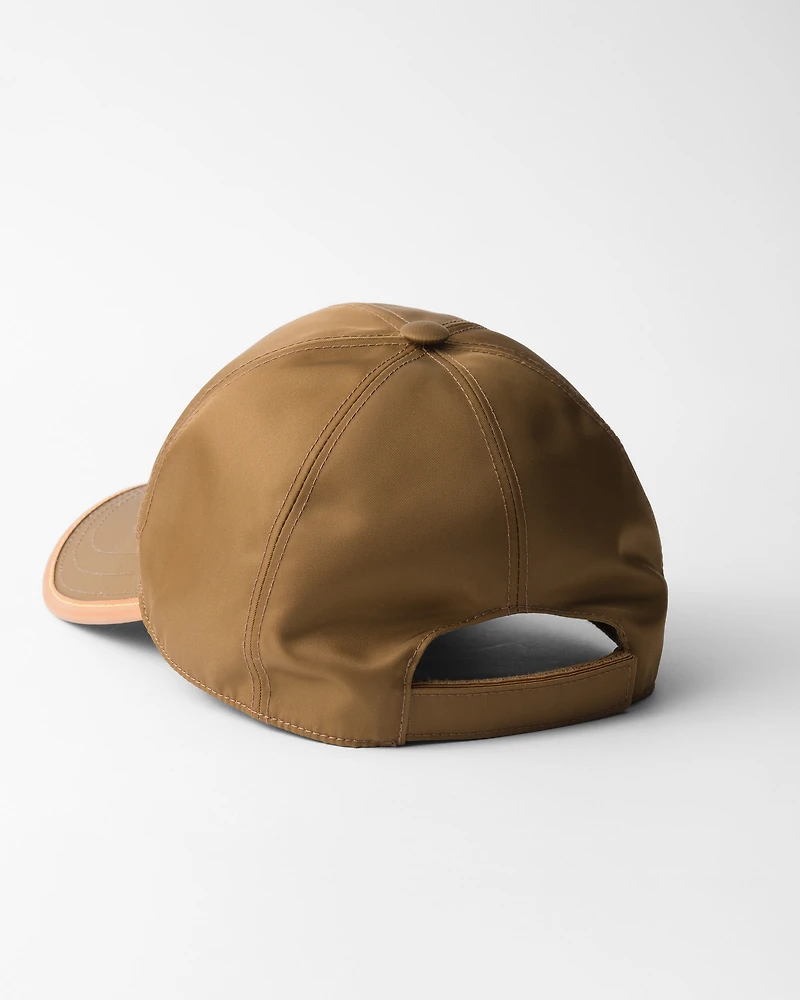 Re-Nylon and leather baseball cap