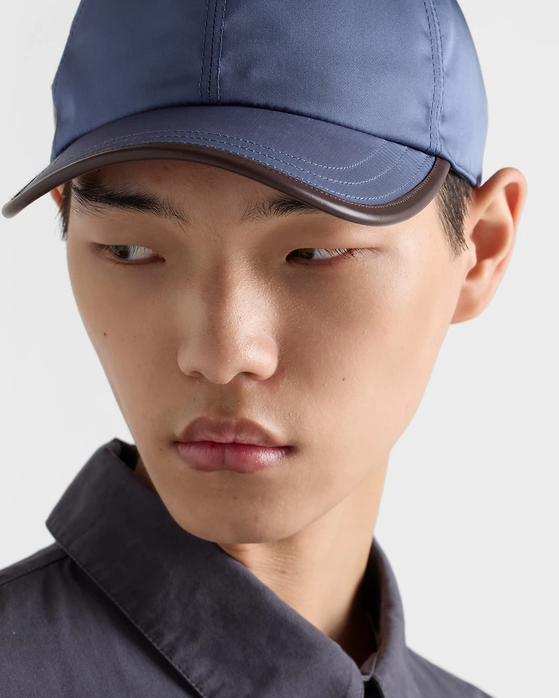 Re-Nylon and leather baseball cap