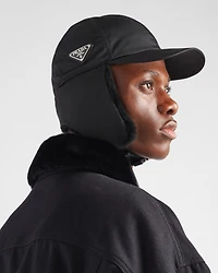 Re-Nylon and shearling hat