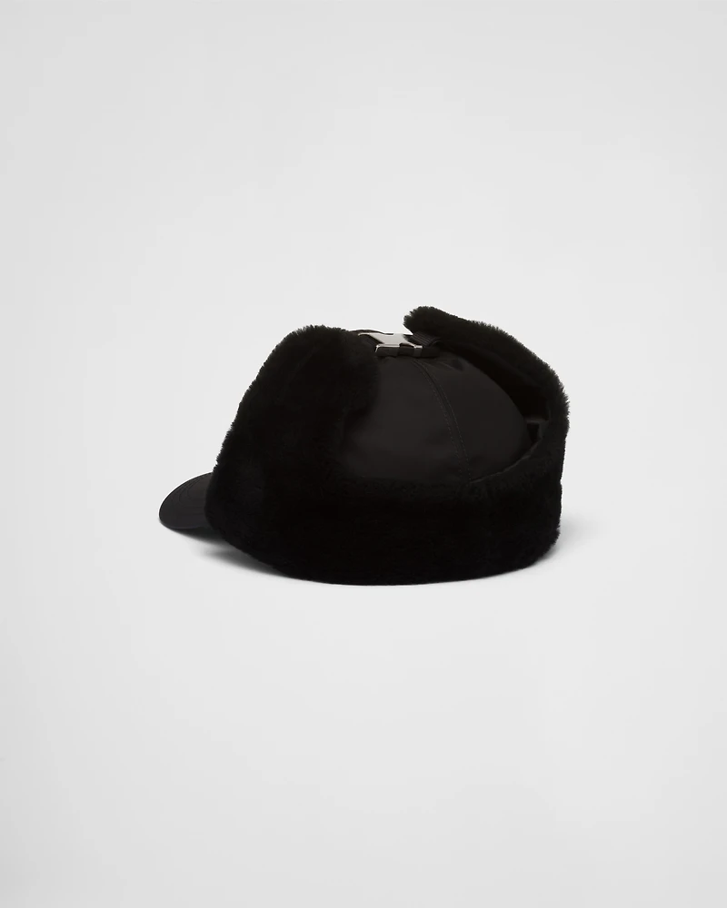 Re-Nylon and shearling hat