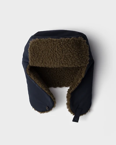 Poplin trapper hat with fleece lining
