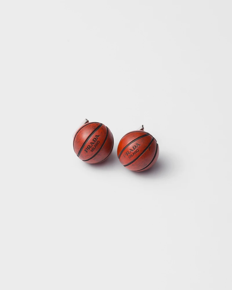 Metal basketball earrings