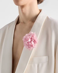 Poplin and metal flower brooch