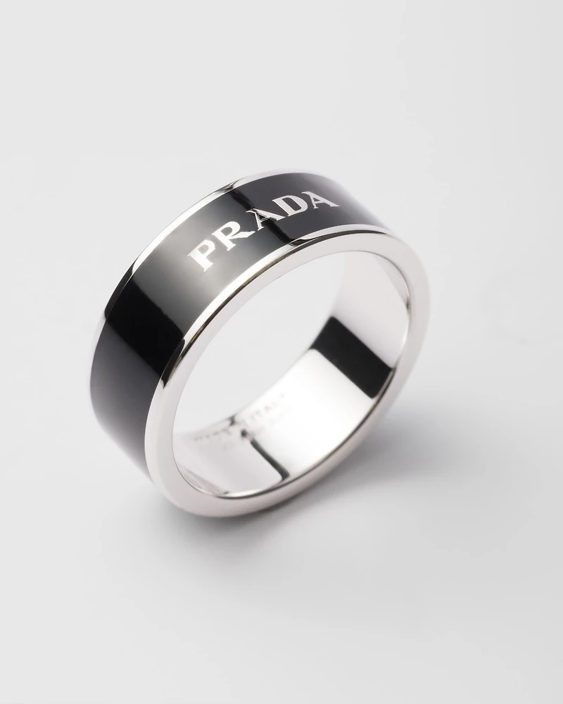 Enameled silver ring