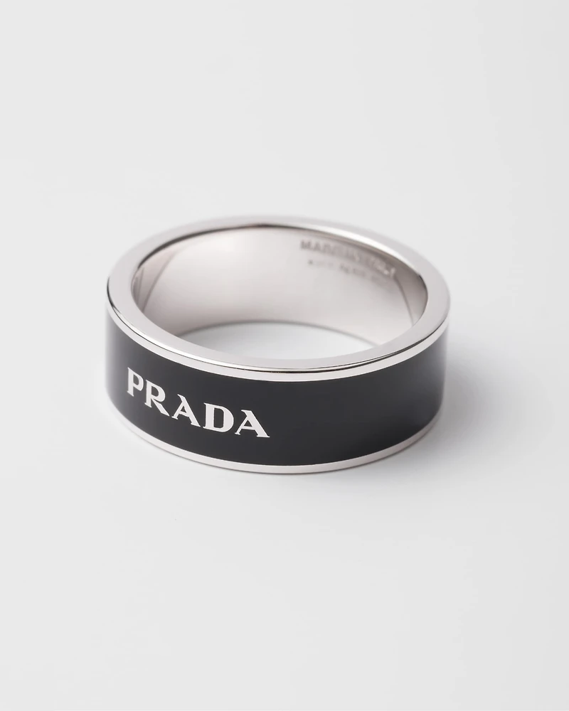 Enameled silver ring