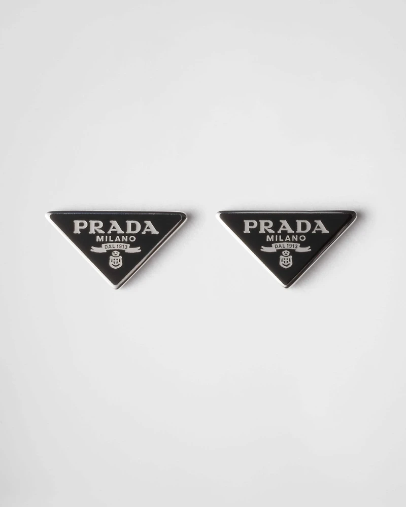 Enameled silver earrings