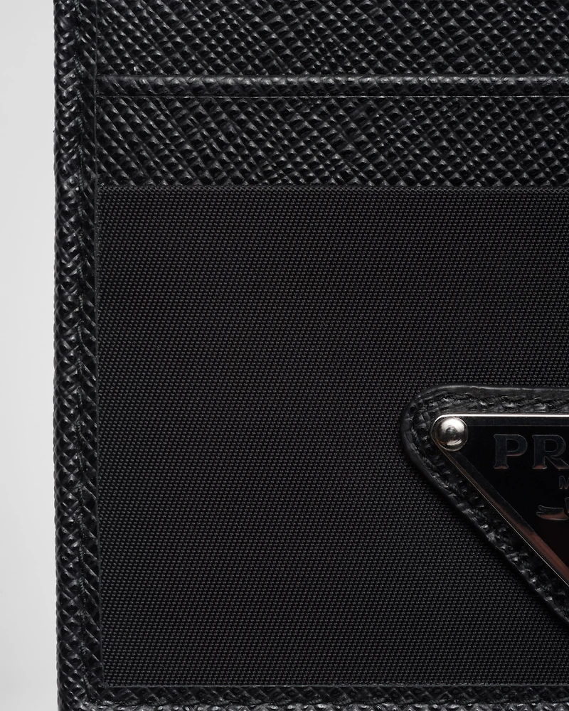 Re-Nylon and Saffiano leather card holder