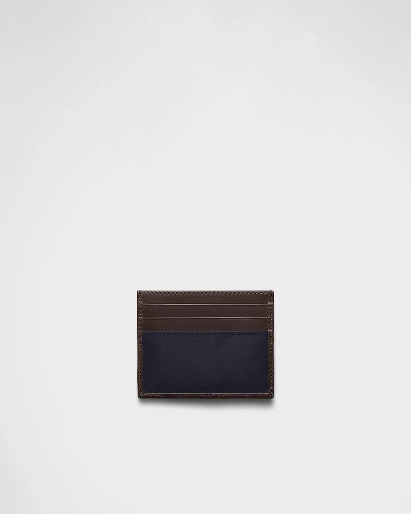 Re-Nylon and leather card holder