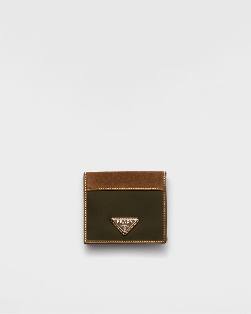 Re-Nylon and leather wallet