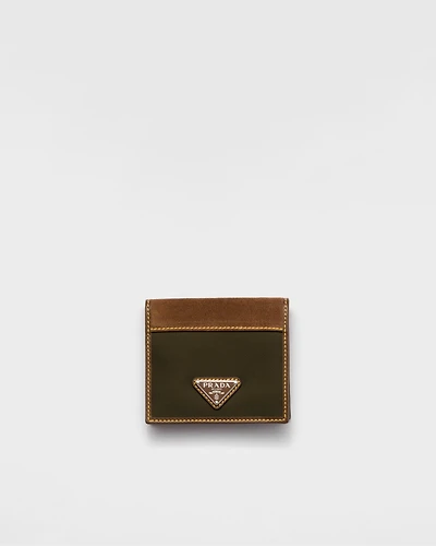 Re-Nylon and leather wallet