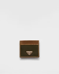Re-Nylon and leather wallet