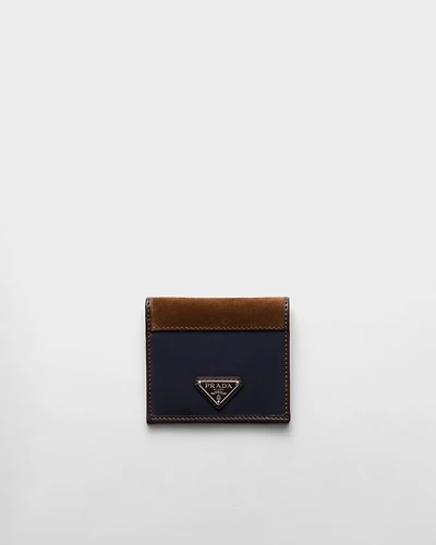 Re-Nylon and leather wallet