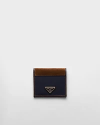 Re-Nylon and leather wallet