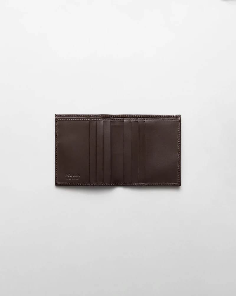 Re-Nylon and leather wallet
