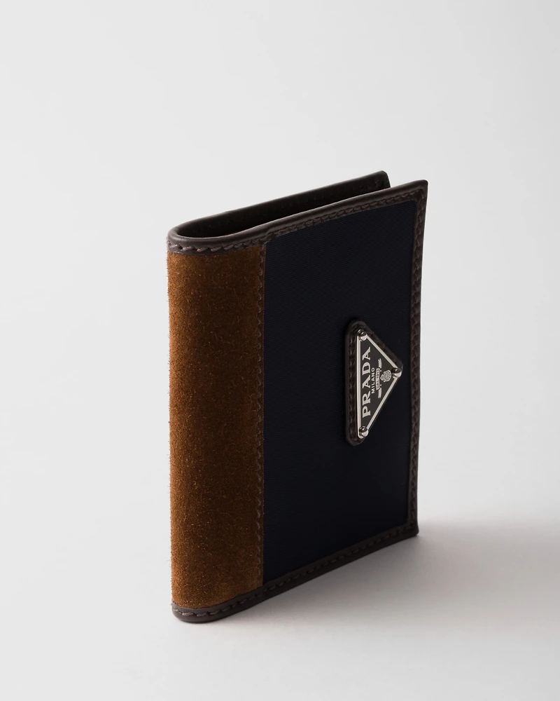 Re-Nylon and leather wallet