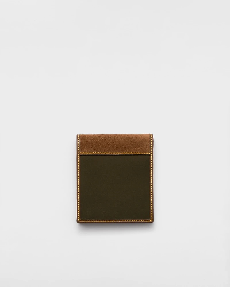 Re-Nylon and leather wallet