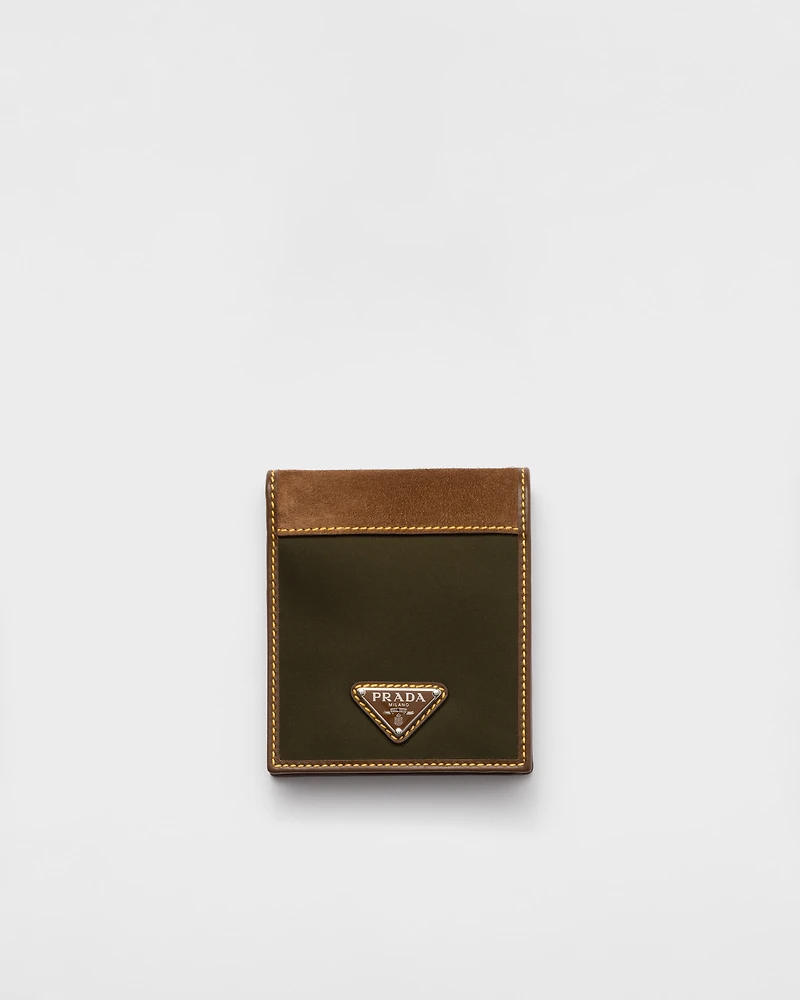 Re-Nylon and leather wallet