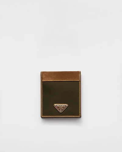 Re-Nylon and leather wallet