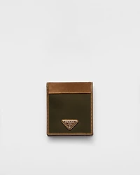 Re-Nylon and leather wallet