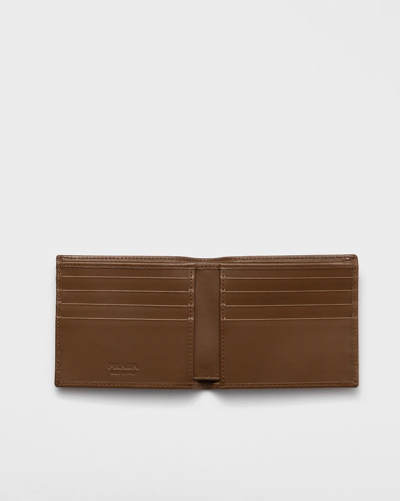 Re-Nylon and leather wallet