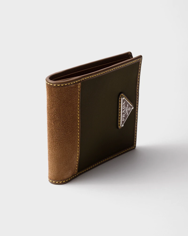 Re-Nylon and leather wallet