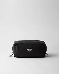 Re-Nylon and Saffiano leather travel pouch