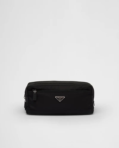 Re-Nylon and Saffiano leather travel pouch