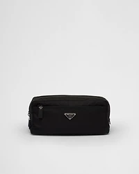 Re-Nylon and Saffiano leather travel pouch