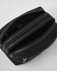 Re-Nylon and Saffiano leather travel pouch