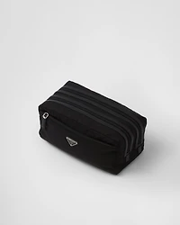 Re-Nylon and Saffiano leather travel pouch