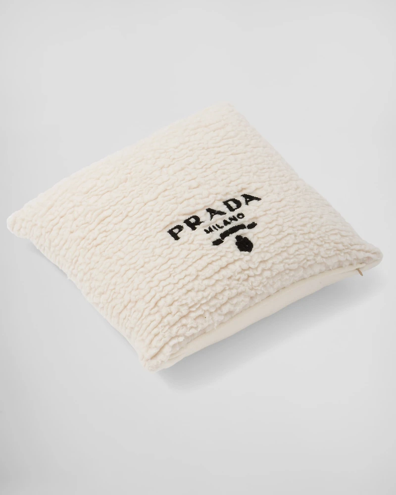 Faux-fur cashmere and wool throw pillow