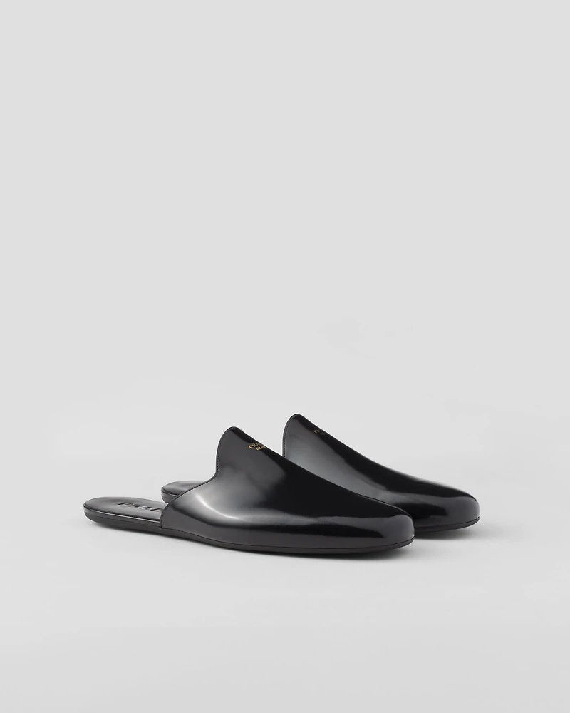 Brushed leather slippers