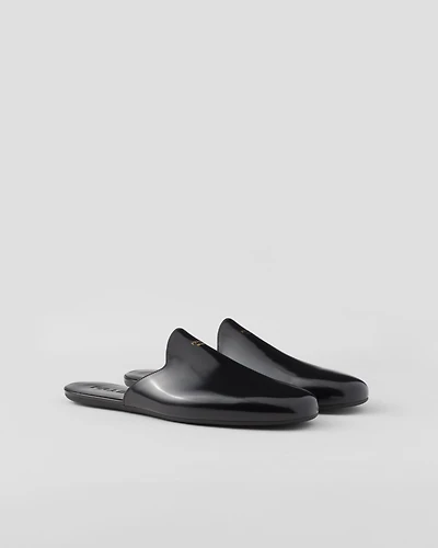 Brushed leather slippers