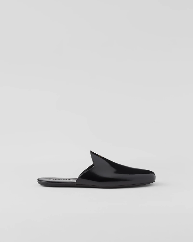 Brushed leather slippers