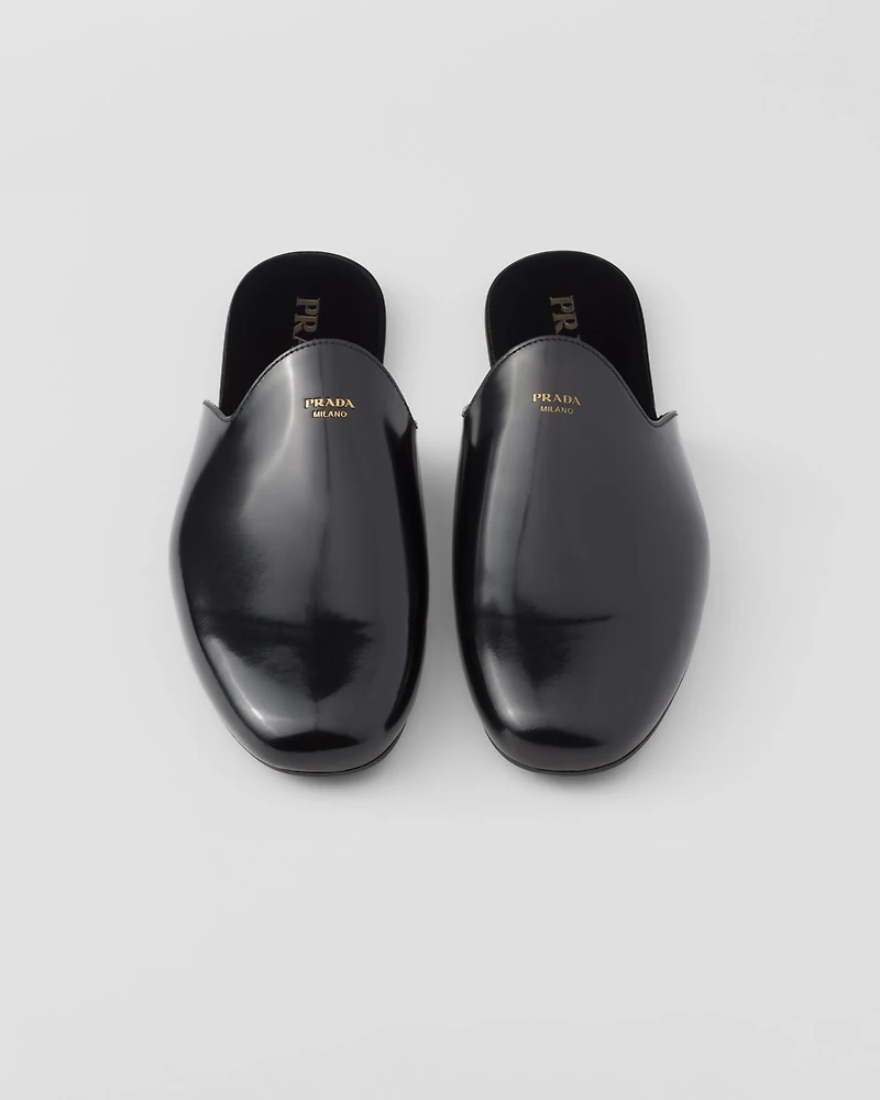 Brushed leather slippers