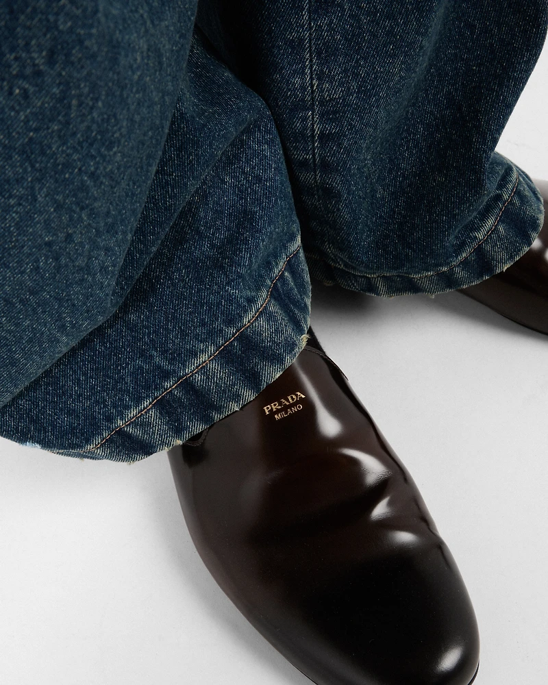 Brushed leather slippers