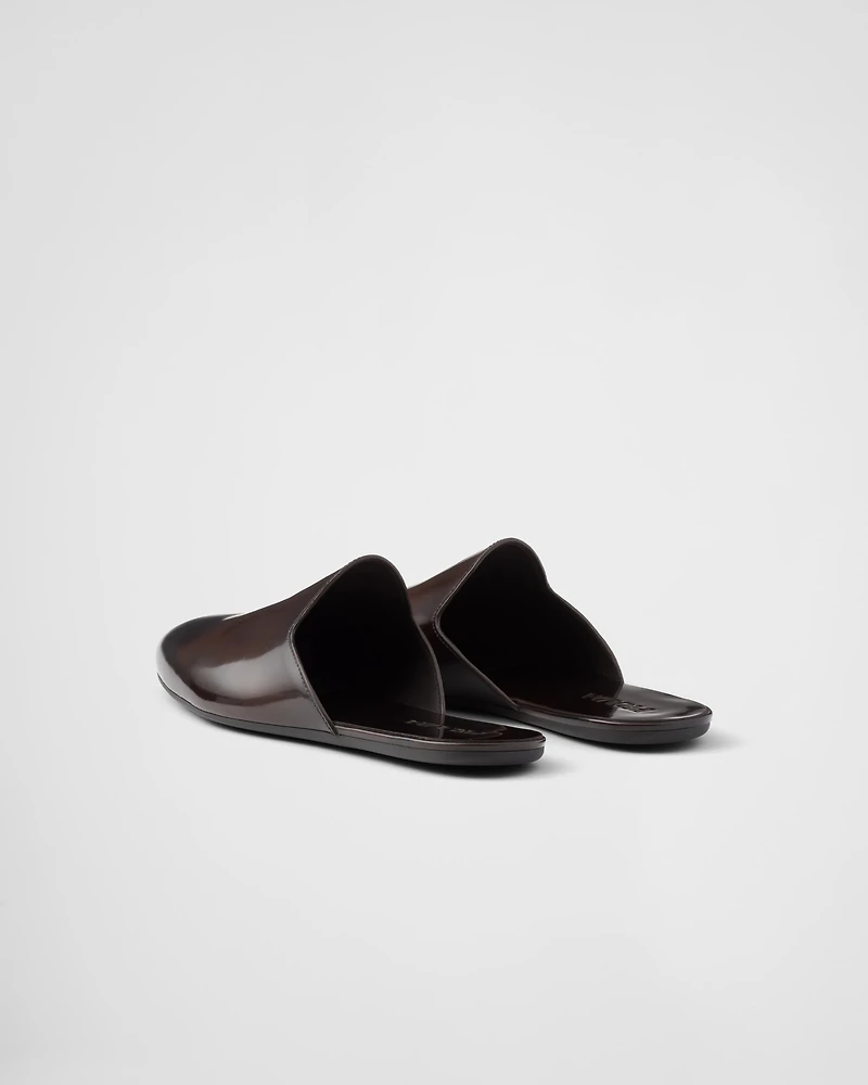 Brushed leather slippers
