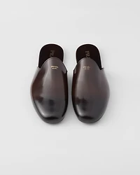 Brushed leather slippers
